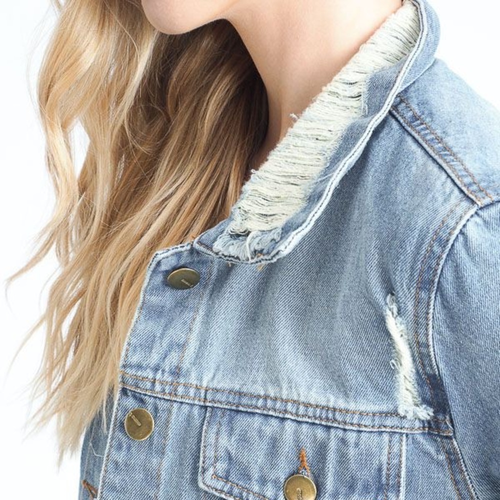 NWT Distressed Jean Jacket